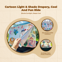 Car window sun and screen, retractable screen, sun protection, privacy, cartoon pattern, for babies and children, suction holder mount, universal fit