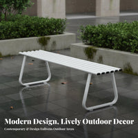 Slatted Backrest Bench Outdoor Furniture Sturdy Backless Bench Weather-resistant Seating Reinforced Galvanized Steel Construction Suitable for Homeowners Public Garden Visitors Patio Courtyard