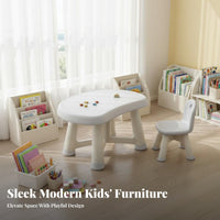 Child-Safe Design Peanut Shaped Kids Desk Sturdy Construction Kids Table and Chair Set Rounded Edges children's Study Desk and Chair Easy to Clean for Preschoolers, Daycare Providers, Playroom, Nursery, Classroom, Art Corner