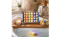 24 Pieces Mixed Colors Boxed Bath Sphere Set Marbled Round Bath Bombs Powdery Finish