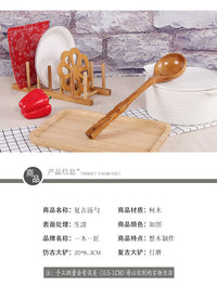 Vintage Wooden Spoon with Custom LOGO Large Soup Spoon for Home and Commercial Kitchen Cooking Hot Pot Long Handle Soup Spoon