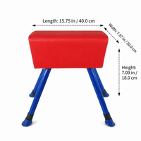 Red Gymnastics Vaulting Horse Kids, Metal Childrens Vaulting Horse for Plyometric Training, Non-Slip Portable Gymnastics Equipment