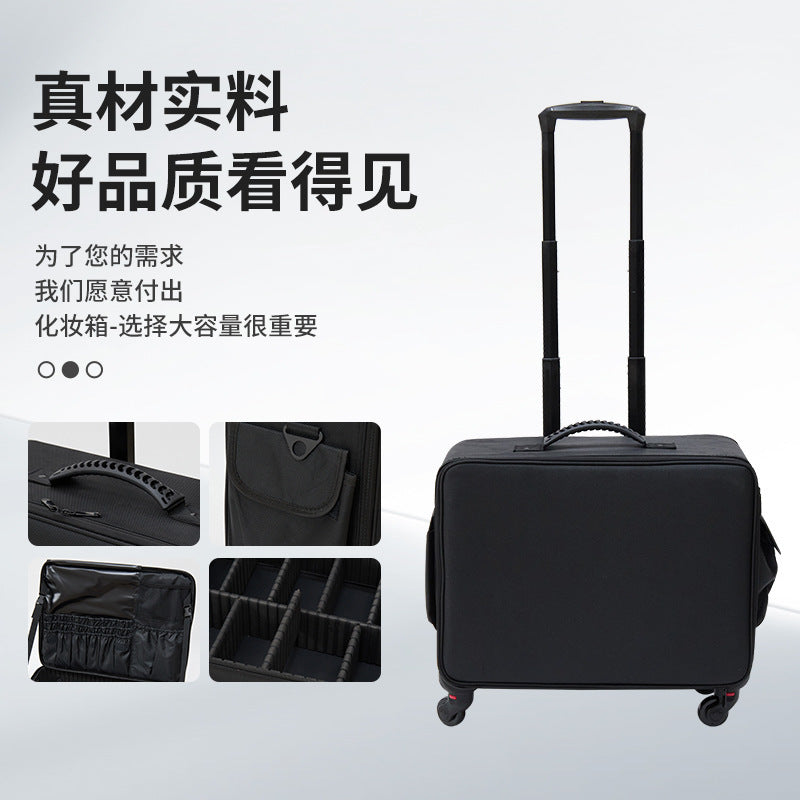 Large Capacity Trolley Makeup Case for Makeup Artists, Multifunctional Waterproof Storage Box for Nail Art and Tattoo