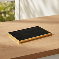 Jewelry Tray with Mirror Frame PU Leather Jewelry Tray Low-Profile Organizer for Dressing Table