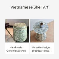 Handmade Shell Inlay Accent Table, Artistic Design