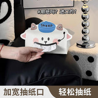 Cartoon Creative Leather Tissue Box for Desktop, Large Capacity