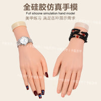 Pair of Silicone Fake Hand Models for Nail Practice with Bendable Fingers and Insertable Nail Tips