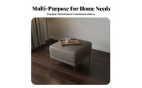 Long Tufted Ottoman Genuine Leather Footstool Italian Luxury design adaptable Use for Interior Decorators, Adults, Living Room