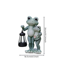 Frog Figurine with Lantern Resin Frog Statue Outdoor for Balcony, Porch