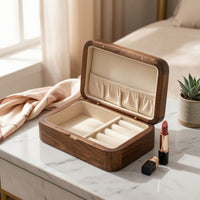 Jewelry Box with Hinged Lid Walnut Wood Wooden Jewelry Box Classic for Desktop