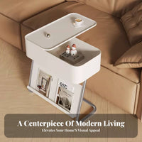 Wheeled C-Table For Small Spaces C-Shaped Rolling Couch Table Easy to Assemble