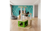 Sturdy Construction Wooden Feline Climber with Space Capsules Modern Design Feline Condo with Scratching Posts Pet Furniture for Multiple Cats, Indoor, Living Room, Apartment