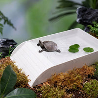 Large Turtle Basking Perch and Tortoise Bathing Pool, Textured Ramp Basin for Large Reptiles, Feeding and Soaking Dish