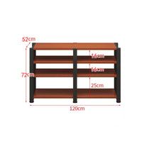 Multi-tier Household Furniture Audio Tower with Open Shelf Media Cabinet and Industrial Style TV Console Featuring Steel Frame and Particle Board Suitable for Home Theater Equipment Organization Media Room Living Room