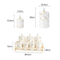 7 Pieces Kitchen Canister Set Easy to Clean Sealed Storage Canisters Glossy Finish Ceramic Canister