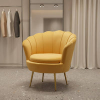 Velvet Armchair Soft Luxury Shell Rear Feature Chair Gold Metal Legs