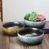 Indoor Plants Ceramic Pot with a Large Opening, Rustic Glaze Decorative Planter for Garden Pot Use, Multicolor Outdoor Plant Pot, Handmade Gift