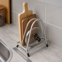 Extra Thick Stainless Steel Pot Lid and Cutting Board Holder for Kitchen Countertop