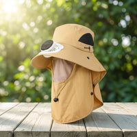 Cooling Solar Fan Hat Wide Brim Hat with Fan Breathable Adjustable for Gardening