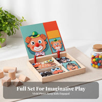 Children's Mind Game Board, 3D Facial Features, Educational Wooden Toy, Early Learning, Cartoon