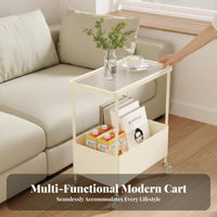 2-Tier Rolling Trolley Easy Assembly 2-Tier Rolling Cart Lockable Casters