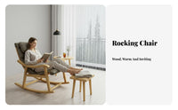 Nordic Rocking Chair all-season Use Upholstered Armchair Thickly paded High rearrest for Adults, Living Room, Balcony, Study