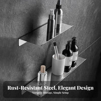 Rustproof Wall Mounted Bathroom Shelf Floating Bathroom Shelf Long-Lasting for Renters, Adults, Washroom, Toilet, Living Room