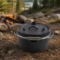 Dutch Oven with Bail Handle Campfire Pre Seasoned Iron Cooking Vessel with Lid Pre Seasoned Cooking Pot for Campers, Camping