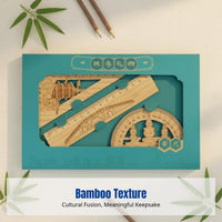 Creative Bamboo Ruler Set, Urban Landmark Engraved, DIY Souvenir, School Stationery, Gift