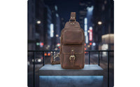 Leather Chest Bag Easy to Carry Vintage Crossbody Bag Hands Unrestricted