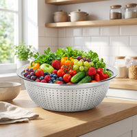 Stainless Steel Colander Vegetable Strainer with Loop Handles, Fruit Washing Basket Draining Basin