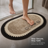 Linen Weave Non-Slip Absorbent Bathroom Mat for Toilet and Washroom