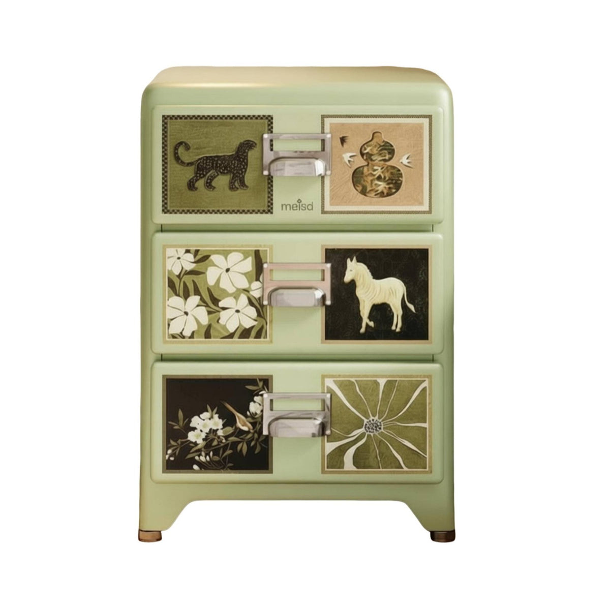 Patterned 3-Drawer Chest Safe Nightstand Large Capacity for Parents