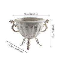 French Style Trophy Vase Ornate Handles Trophy Vase Rustic Distressed Metal Planter for Tabletop