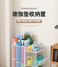 瑜伽垫收纳筐带轮篮球羽毛球夹缝置物架家用健身运动器材收纳架子