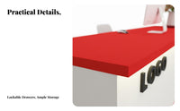 Modern Front Desk Reception Counter Cashier Desk Sturdy Construction Spacious Storage Simple Design Suitable for Company Business Owners Boutique Retail Store Lobby
