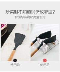 多功能锅铲架勺子收纳架子家用筷子锅铲垫托厨房收纳置物架锅盖架 升级款抹茶绿 2个装