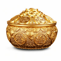 Lidded Treasure Bowl Golden-Hued Basin Decorative for Office