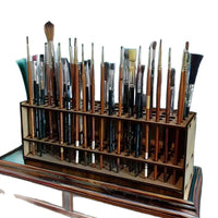 Detachable Wooden Brush Holder for 67 Brushes, Wall-Mounted