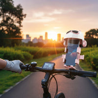 Bike Phone Holder with Helmet Enclosure-Hand Motorcycle Phone Mount with Sun Visor Easy Installation Navigation Cradle