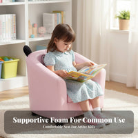 2 Pieces Crown-Shaped Chair with Footrest Matching Ottoman for Toddlers, Parents