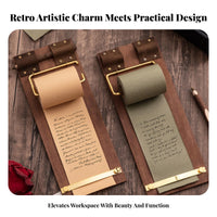 Hangable Retro Paper Roll Holder Easy Tear-Away Vintage Clipboard Notepad Decorative for Students, Cafe Owners, Study Room, Kitchen