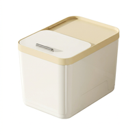 Airtight Rice Storage Container with Measuring Cup, Khaki Color Storage Bin, Eas #variant:Khaki