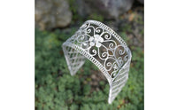 White Iron Arch Gate Miniature Iron Lattice Gate Scroll Details