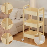 Multi-Tier Rolling Storage Cart Compact Metal Utility Cart with Wheels Freestanding Rolling Storage Rack Sturdy for Kitchen, Small Areas, Living Room