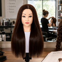 16-Inch Hairdressing Mannequin Head Straight Human Hair Mannequin Head Multifunctional Professional-Grade for Hairdressers