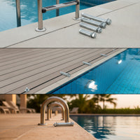 304 Stainless Steel Swimming Pool Ladder with Handrails Non-Slip Swimming Pool Ladder 3-Step Long-Lasting for Homeowners