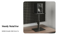 Heavy Duty Steel Construction Adjustable Studio Monitor Stand Stable Base Adjustable Height Speaker Stand Space Saving Design Audio Equipment Accessory Anti-Vibration Pads for Music Producers, DJs
