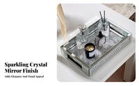 Mirrored Rhinestone Platter Multi-Purpose Crystal-Beaded Mirrored Tray for Women