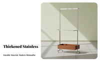 Minimalist Design Rolling Clothes Rack Rust Resistant Stainless Steel Garment Holder Long-Lasting & Sturdy Metal Clothing Hanging Rack Stable Load-Bearing for Students, Renters, Homeowners, Living Room, Entryway, Apartment, Dormitory